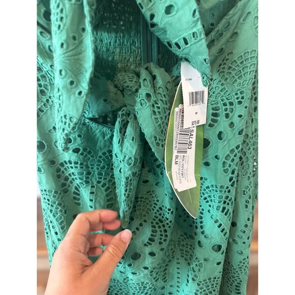 NWT Farm Rio Coconut Tree Richilieu Strapless Midi Dress Green Womens Sze Medium - Picture 14 of 16